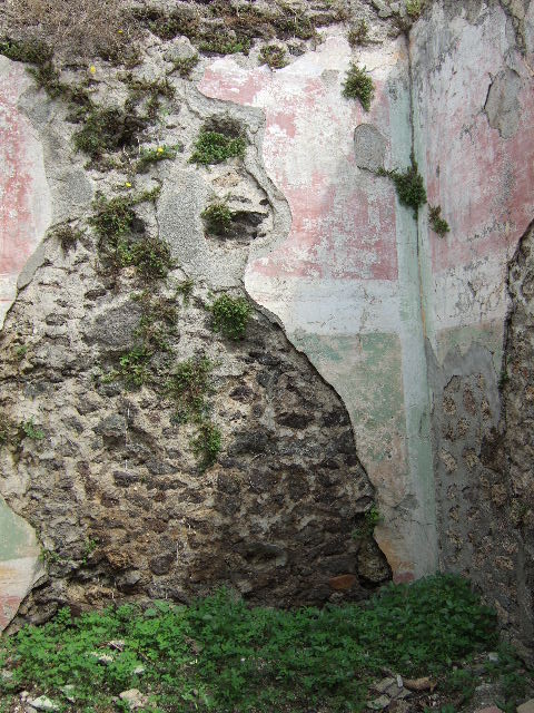 VIII.2.34 Pompeii. May 2006. West wall of triclinium on lower level.