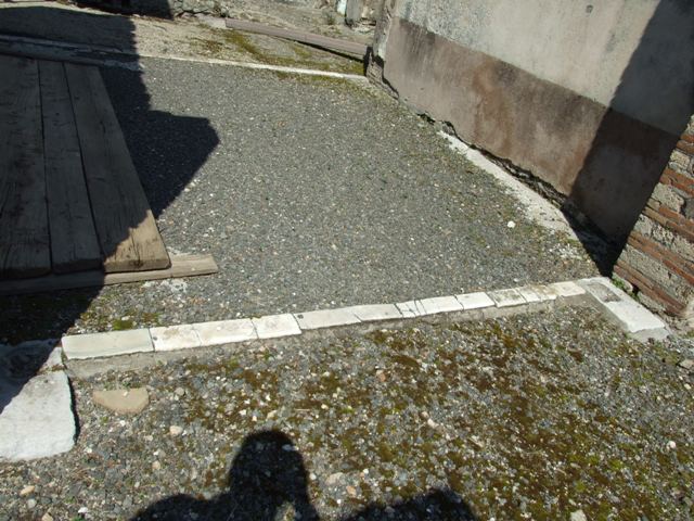 VIII.4.4 Pompeii. March 2009. Room 18, oecus. East wall, with small door to corridor, room 19.