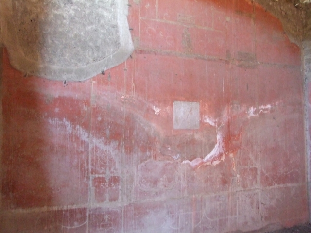 VIII.5.37 Pompeii. March 2009. Room 14. Oecus. Upper North wall. East end.