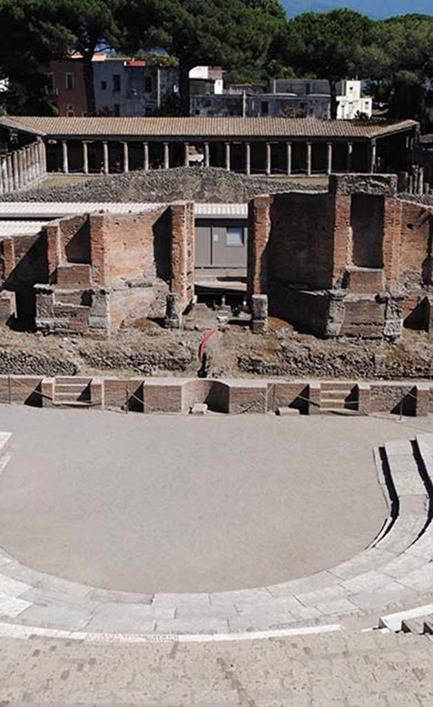 VIII.7.20 Pompeii. July 2012. Looking south in Large Theatre. Photo courtesy of John Vanko. His father took the identical photo in February 1952, see below.
