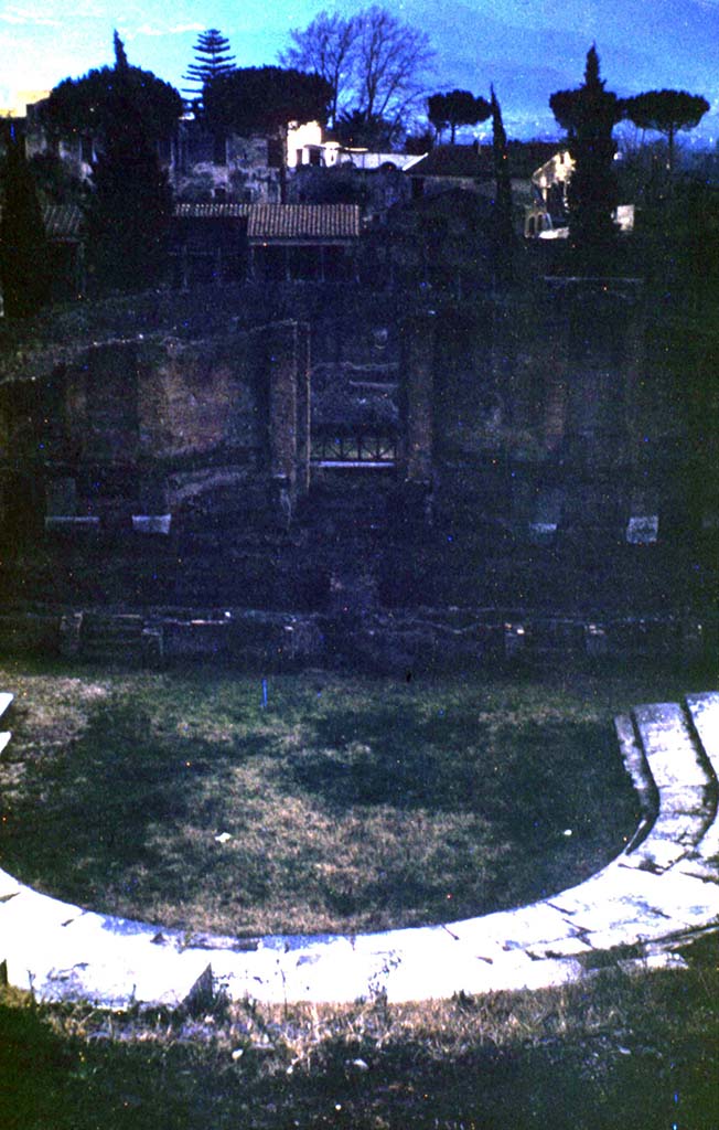VIII.7.20 Pompeii. February 1952. 
Looking south in Large Theatre. Photo courtesy of John Vanko. 
His father took this photo in 1952, identical to the one above.

