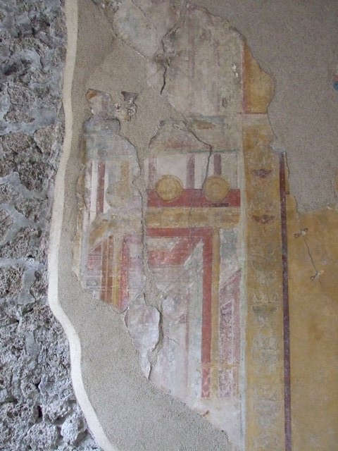 IX.1.7 Pompeii. December 2007. Triclinium. North wall. Painted plaster and recess.