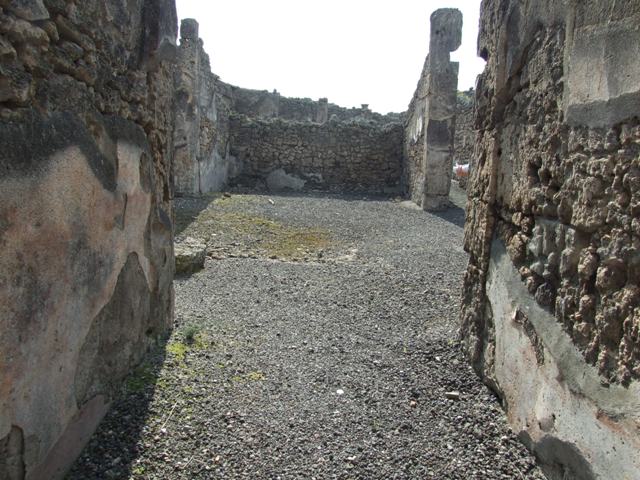 IX.2.17 Pompeii. March 2009. Doorway to Room 2, Cubiculum. Looking east from atrium.