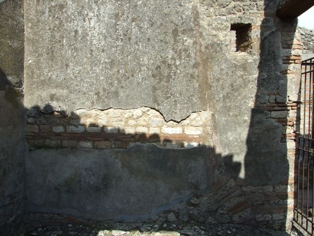 IX.2.18 Pompeii. March 2009.  Room 3.  Triclinium, South wall, with remains of vaulted ceiling.
