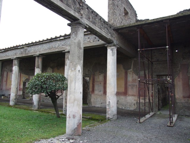 IX.8.6 Pompeii. March 2009.  Room 17, West side, with remains of steps to upper floor.