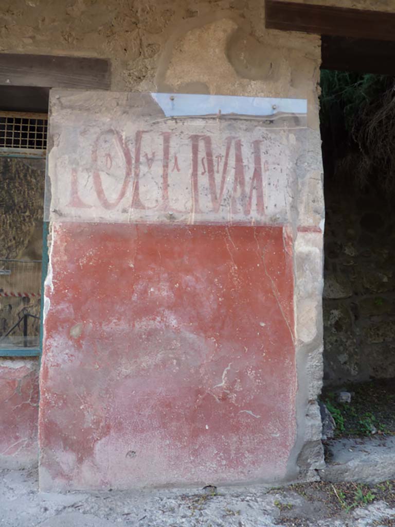 IX.11.2 Pompeii. May 2017. Graffiti on west side of entrance. Photo courtesy of Buzz Ferebee.
