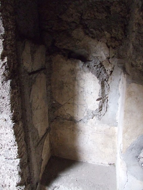 IX.13.1-3 Pompeii. March 2009. Room 2, north-east corner of atrium.
Recess with 2 niches.