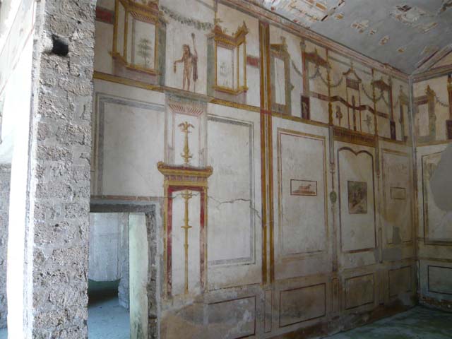 IX.13.1-3 Pompeii. May 2010. Room 9, north portico, looking west from near room 11.