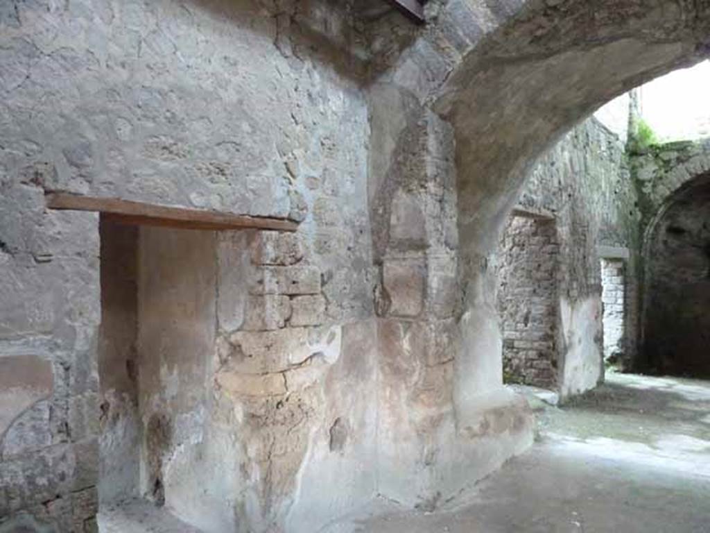 Villa of Mysteries, Pompeii. May 2010. Room 66, north side of vestibule. The first door on the left is to the unnumbered room that also has an entrance in peristyle C.