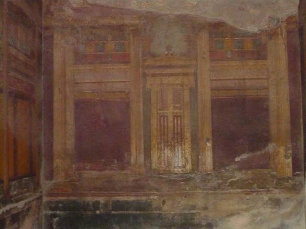 Villa of Mysteries, Pompeii. May 2012. Room 6, detail from north wall. Photo courtesy of Buzz Ferebee.