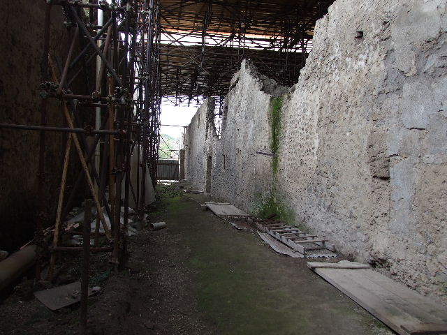 Unnamed Vicolo between IX.12 and IX.13. May 2010. West exterior wall of IX.13.