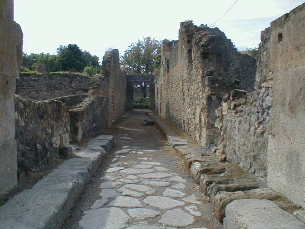 Via dell’Abbondanza, south side. September 2004. Looking south along unnamed vicolo between both sides of VIII.5, from junction with Via dell’ Abbondanza. 