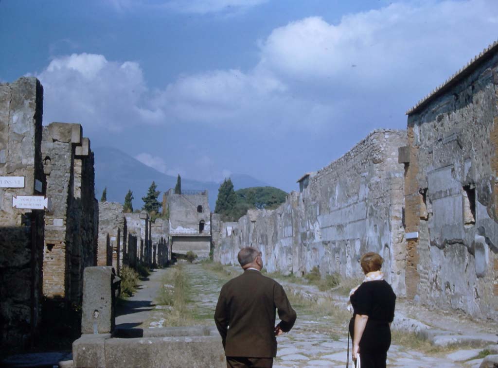 Via di Mercurio, Pompeii. November 1961. Looking north towards Tower XI from near fountain. 
Photo courtesy of Rick Bauer.



