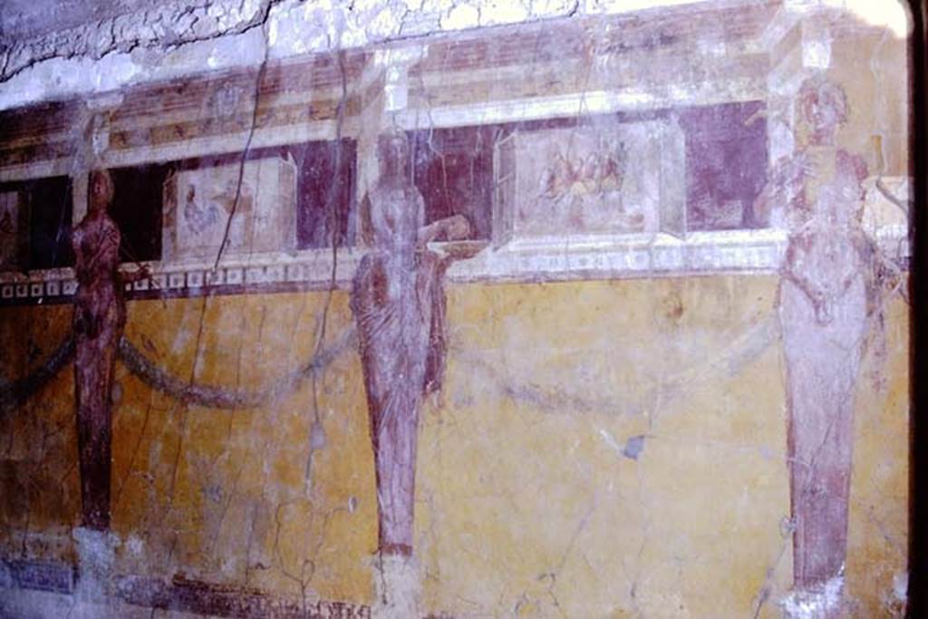 I.6.2 Pompeii, 1968. South wall of oecus. Photo by Stanley A. Jashemski.
Source: The Wilhelmina and Stanley A. Jashemski archive in the University of Maryland Library, Special Collections (See collection page) and made available under the Creative Commons Attribution-Non Commercial License v.4. See Licence and use details.
J68f0546