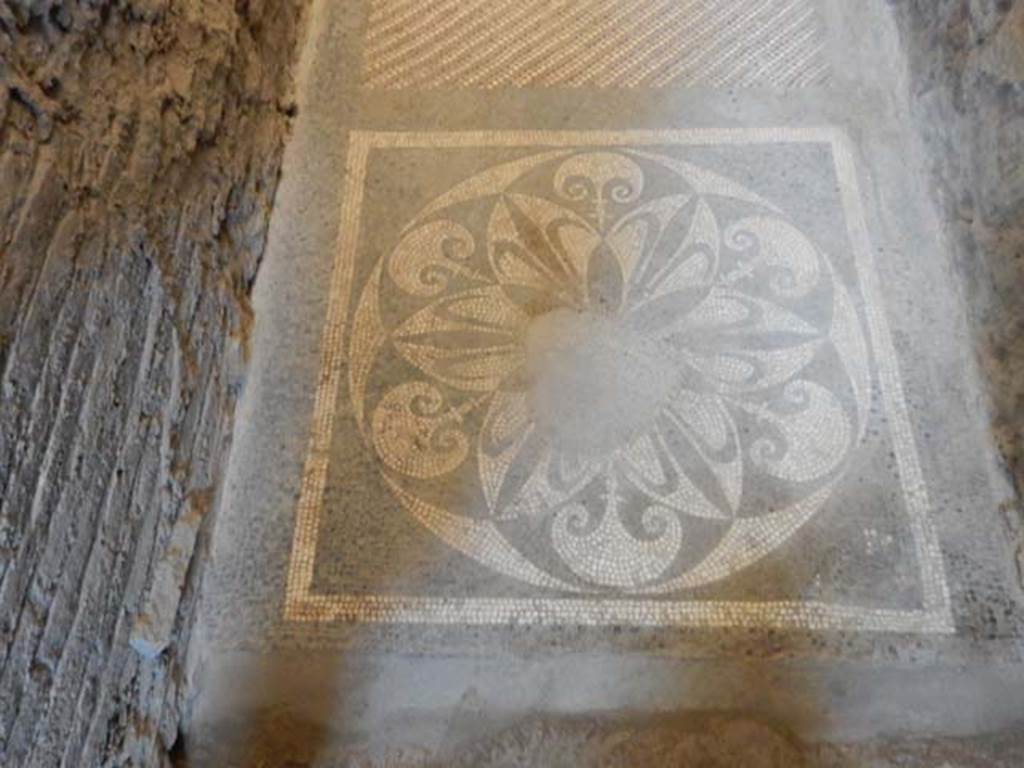 I.6.2 Pompeii. May 2016. Detail of floor mosaic in anteroom, apodyterium or changing room. 