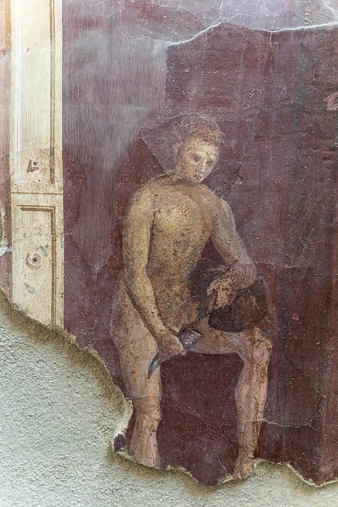 I.6.2 Pompeii. October 2023.
Detail of figure at west end of south wall. Photo courtesy of Johannes Eber.