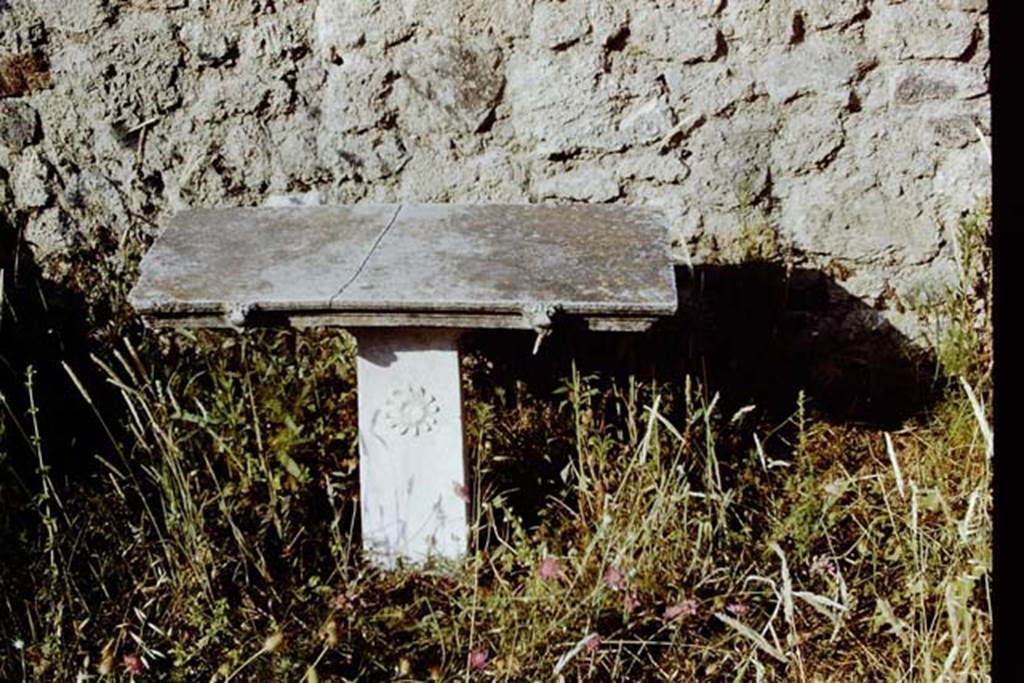 I.6.2 Pompeii. 1971. Marble table. Photo by Stanley A. Jashemski.
Source: The Wilhelmina and Stanley A. Jashemski archive in the University of Maryland Library, Special Collections (See collection page) and made available under the Creative Commons Attribution-Non Commercial License v.4. See Licence and use details.
J71f0146