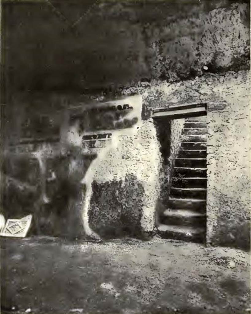 I.6.2 Pompeii. 1914. North wall of cryptoporticus showing stairs to upper small peristyle garden. See Notizie Scavi, 1914, Vol. XI, p.258 (fig.2).
