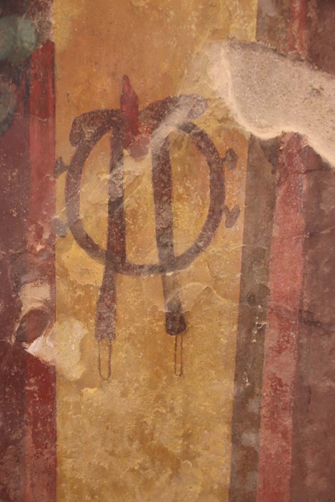 I.6.2 Pompeii. September 2019. Detail from south end of west wall of east wing of cryptoporticus.
Photo courtesy of Klaus Heese.