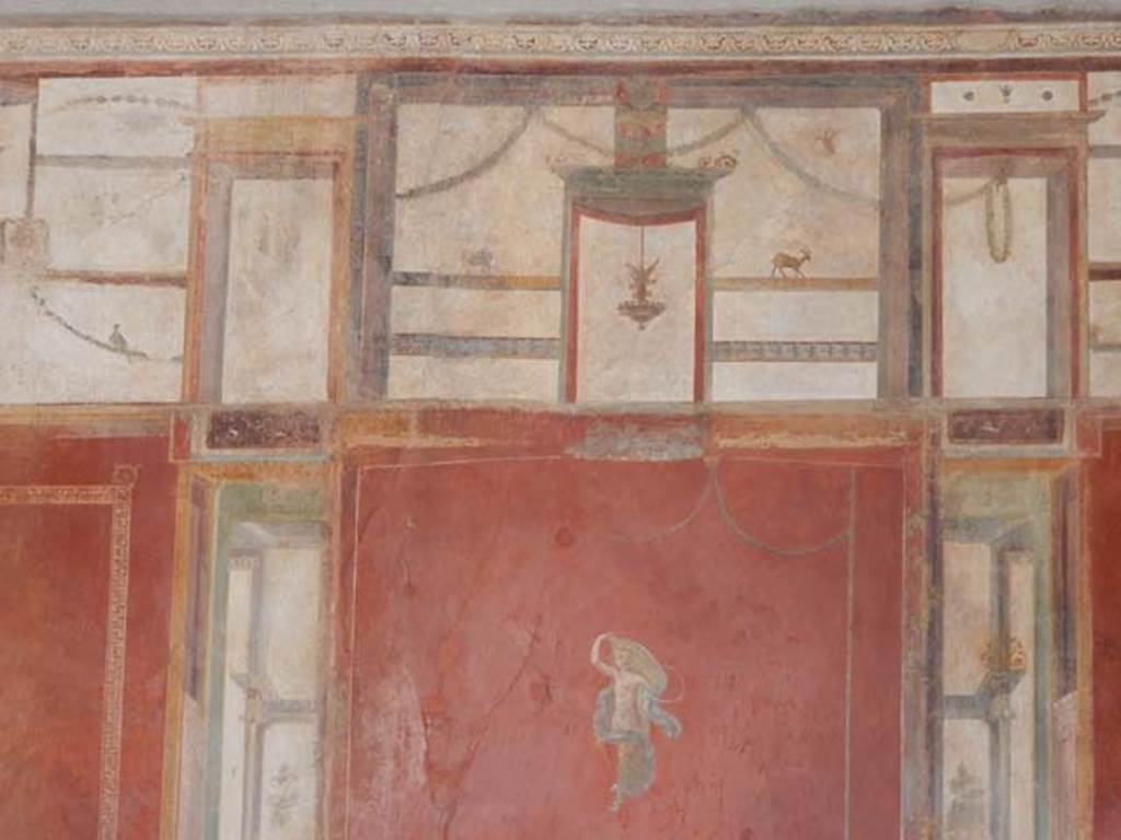 I.6.7 Pompeii. May 2016. Detail from centre panel on east wall of large oecus. Photo courtesy of Buzz Ferebee.