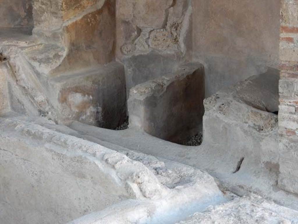 I.6.7 Pompeii. May 2016. Detail of treading vats on west side. Photo courtesy of Buzz Ferebee.