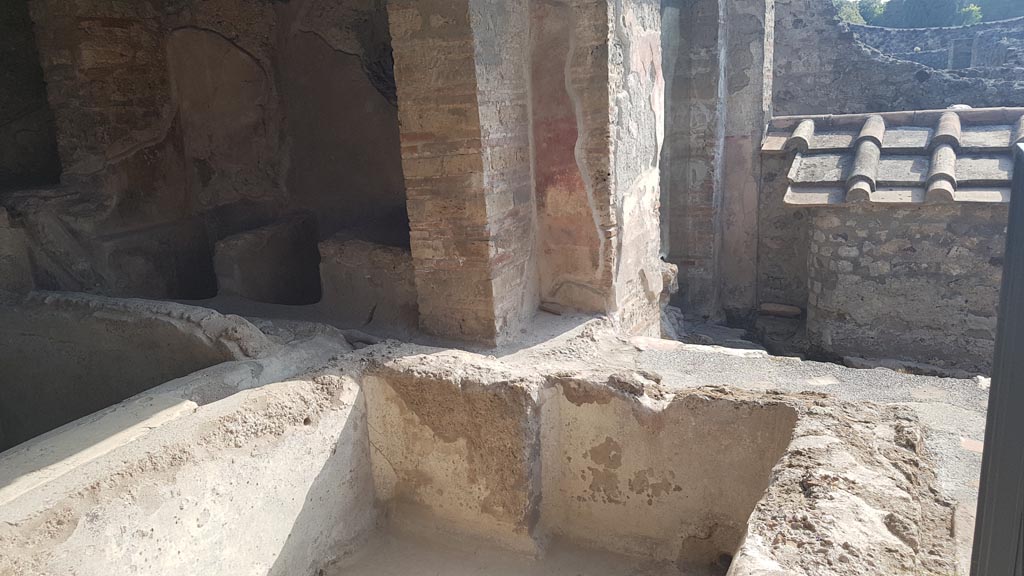 I.6.7 Pompeii. August 2023. Looking south-west across front vat. Photo courtesy of Maribel Velasco.