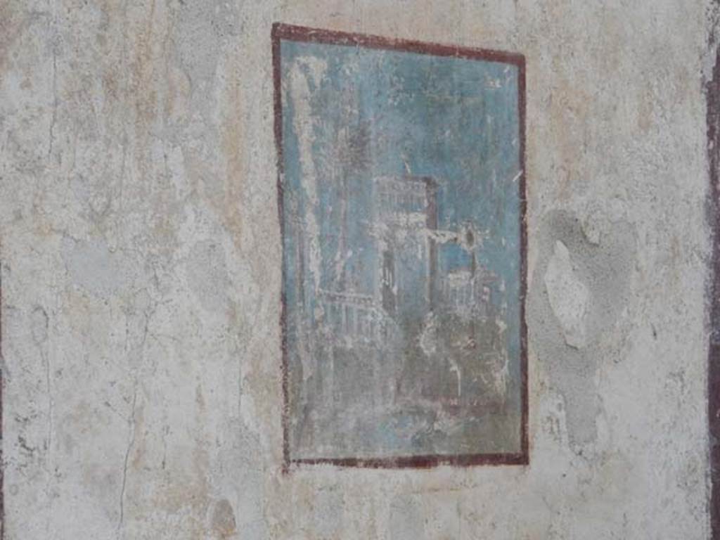 I.7.1 Pompeii. May 2016. Detail of painted sacred landscape from north wall of cubiculum. Photo courtesy of Buzz Ferebee.