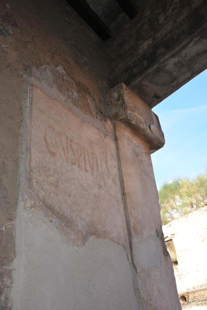 I.7.1 Pompeii. October 2019. Painted graffiti on upper west wall of entrance corridor/fauces.
Foto Annette Haug, ERC Grant 681269 DCOR.
