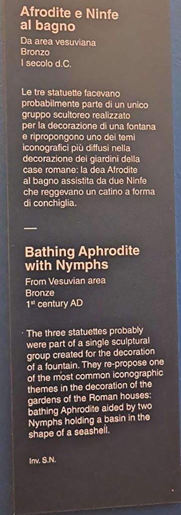 Description card from Naples Archaeological Museum.
On display in “L’altra MANN” exhibition, October 2023, at Naples Archaeological Museum.