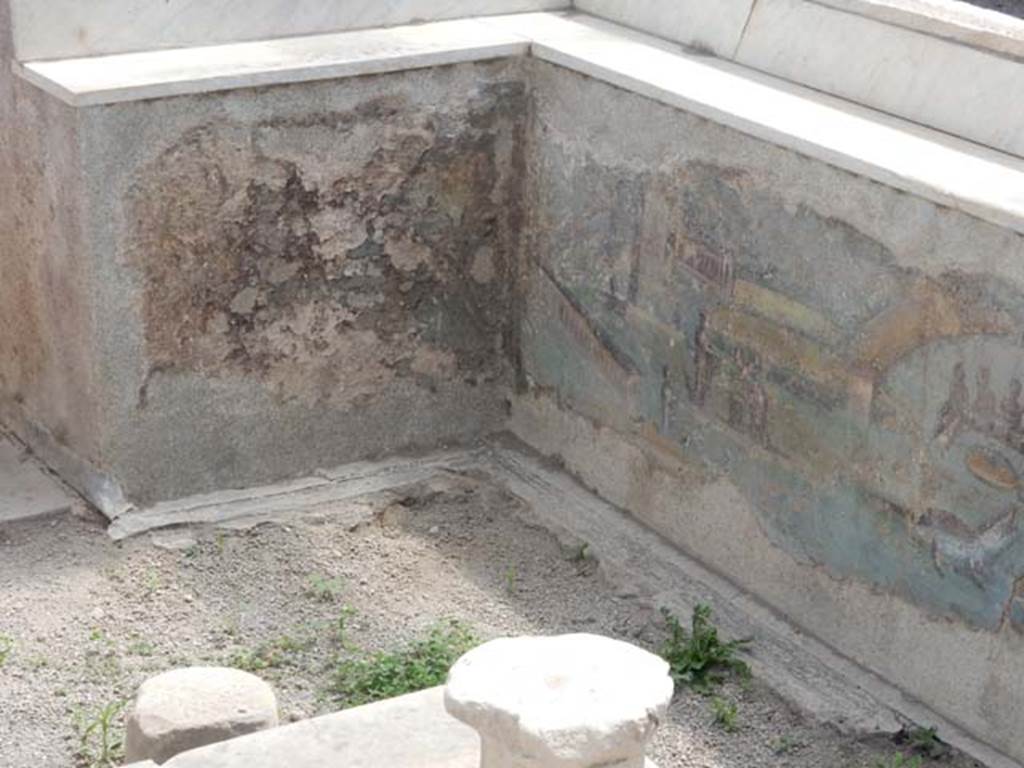 I.7.12 Pompeii. May 2017. Painted panel on inside of south end of the west side of summer triclinium. Photo courtesy of Buzz Ferebee.