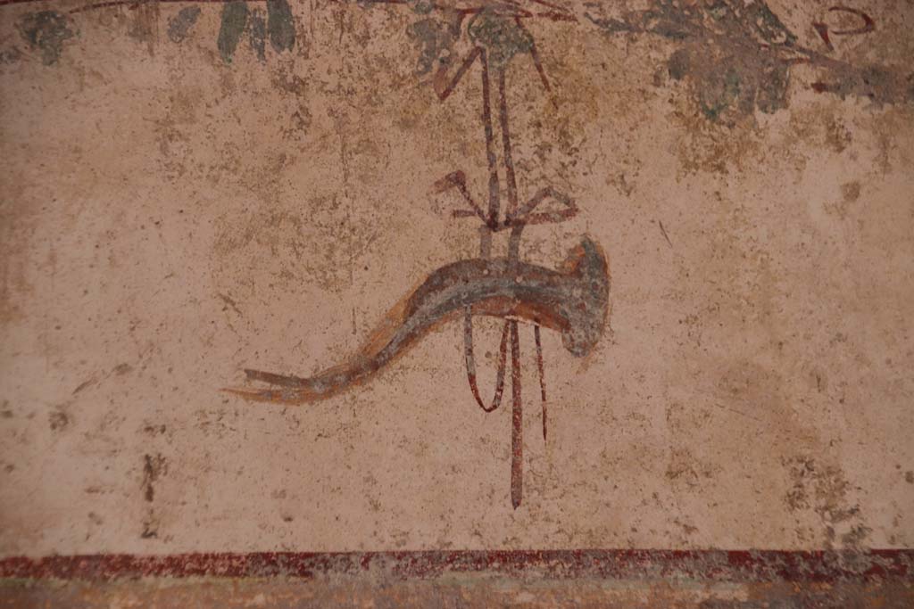 I.7.12 Pompeii. September 2021.
Detail from upper east wall of cubiculum in south-east corner. Photo courtesy of Klaus Heese.