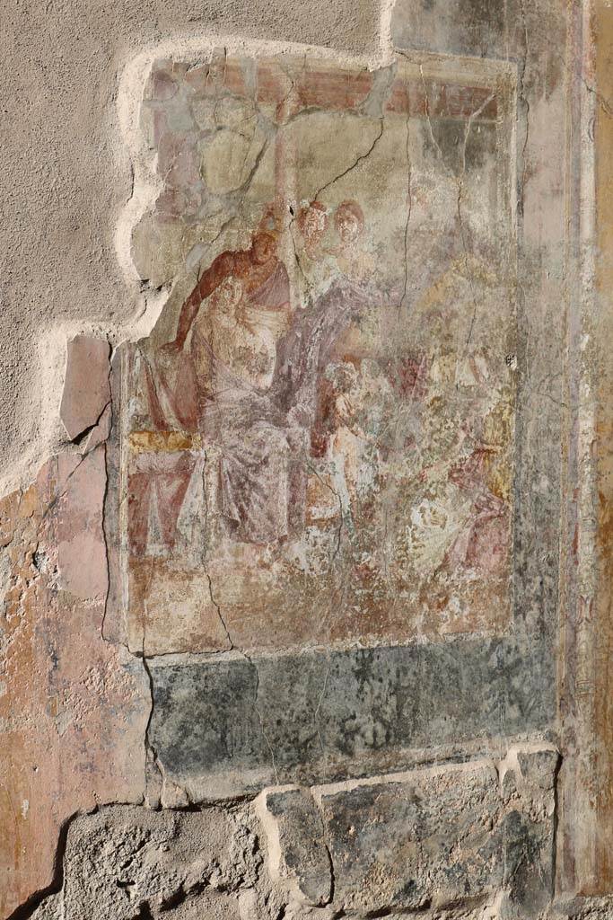 I.7.19 Pompeii. December 2018.
North wall of tablinum with painting of Aphrodite and Ares. Photo courtesy of Aude Durand.