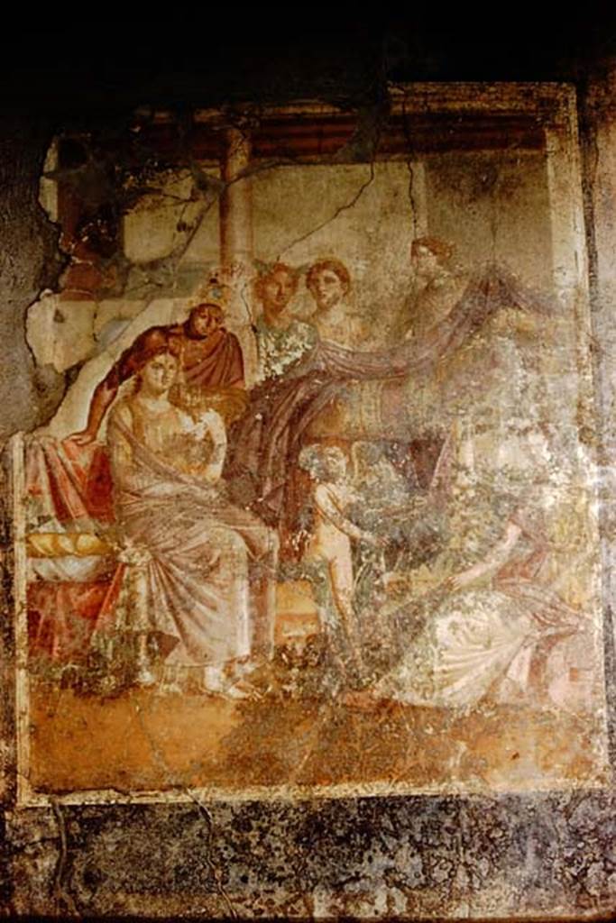 I.7.19 Pompeii. 1961. North wall of tablinum. Wall painting of Aphrodite and Ares.
Photo by Stanley A. Jashemski.
Source: The Wilhelmina and Stanley A. Jashemski archive in the University of Maryland Library, Special Collections (See collection page) and made available under the Creative Commons Attribution-Non Commercial License v.4. See Licence and use details.
J61f0669