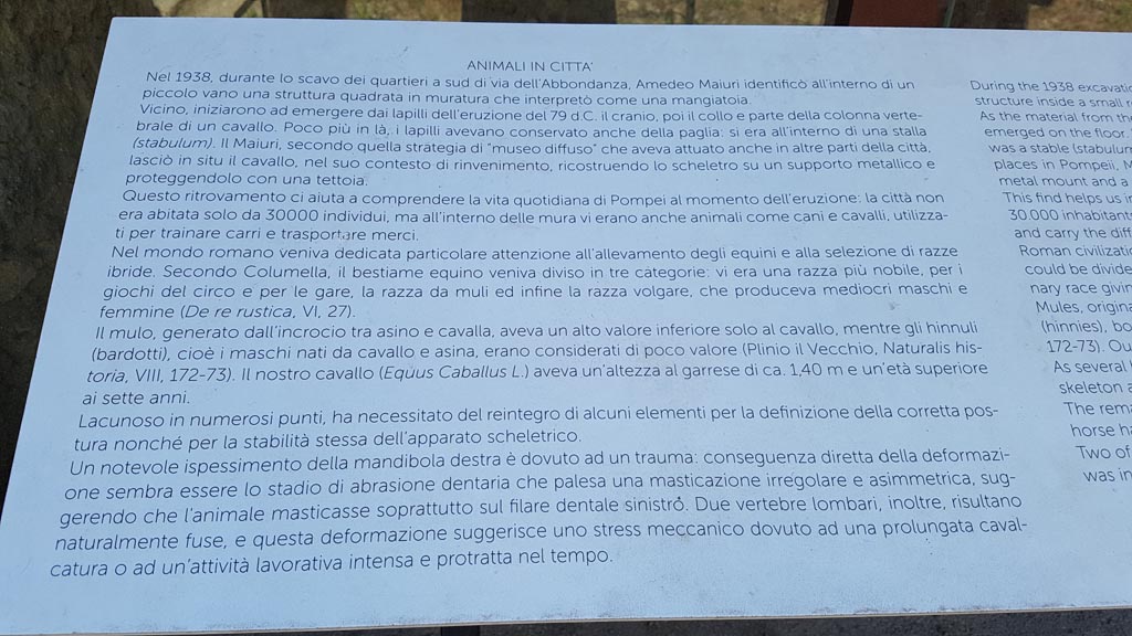 I.8.12 Pompeii. August 2023. Description card. Photo courtesy of Maribel Velasco.