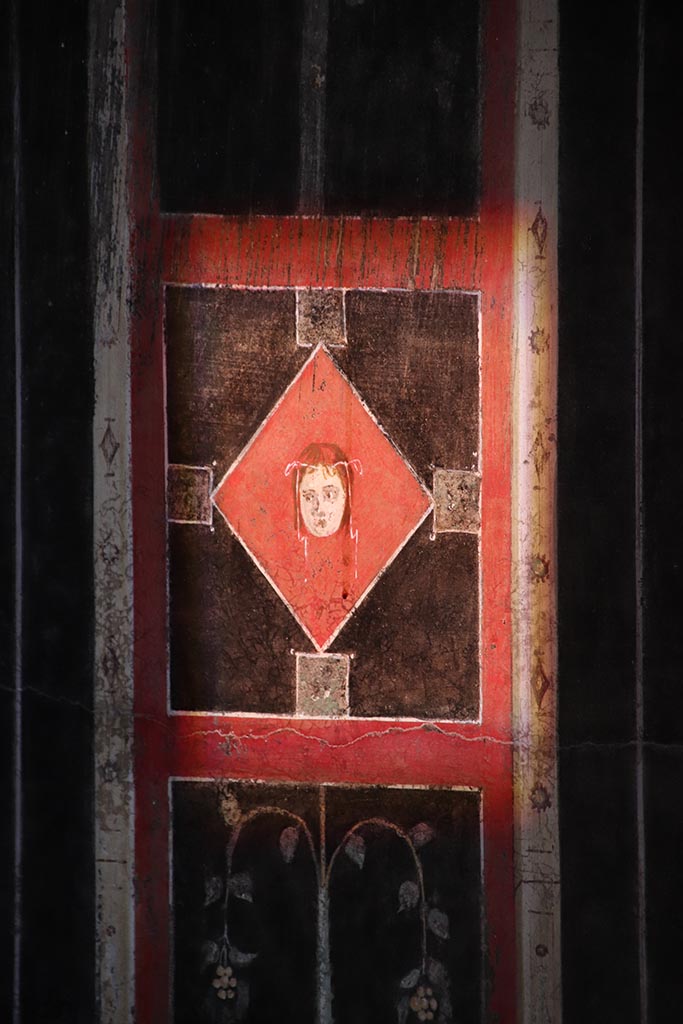 I.9.5 Pompeii. October 2024. Room 10, detail from east wall. Photo courtesy of Klaus Heese