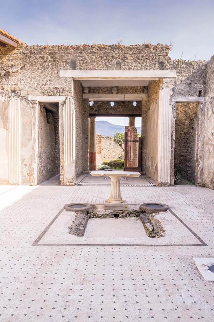 I.9.5 Pompeii. April 2022. Room 3, looking south across impluvium in atrium.
Photo courtesy of Johannes Eber.