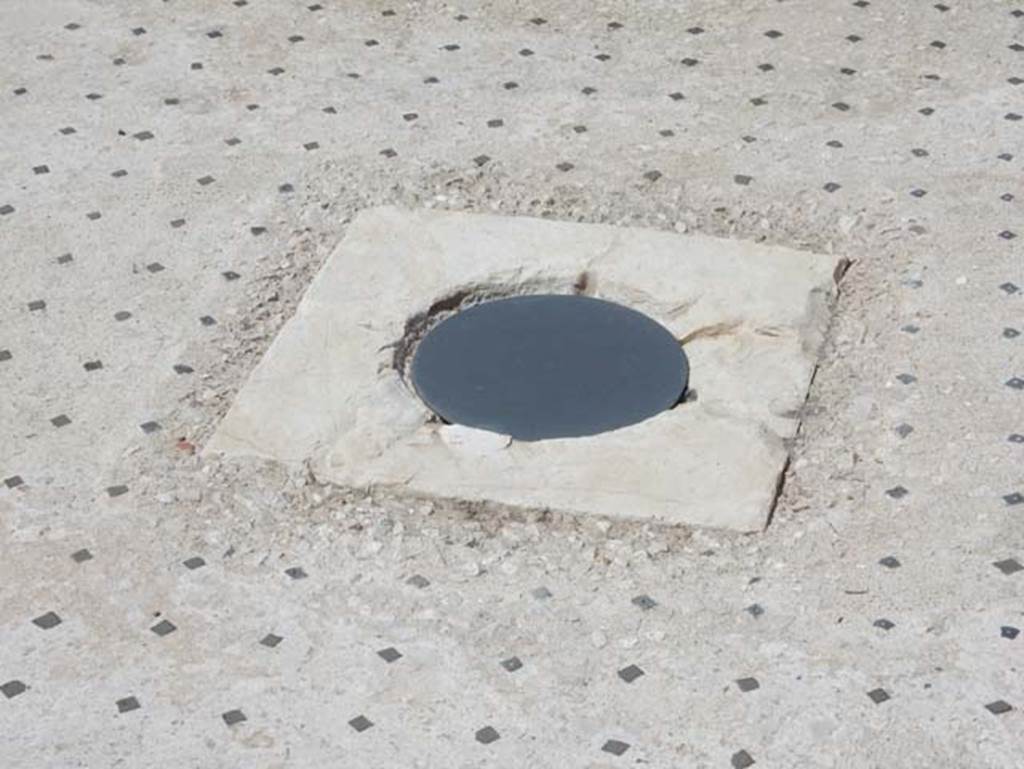 I.9.5 Pompeii, May 2018. Room 3, detail of cistern mouth in atrium flooring. Photo courtesy of Buzz Ferebee