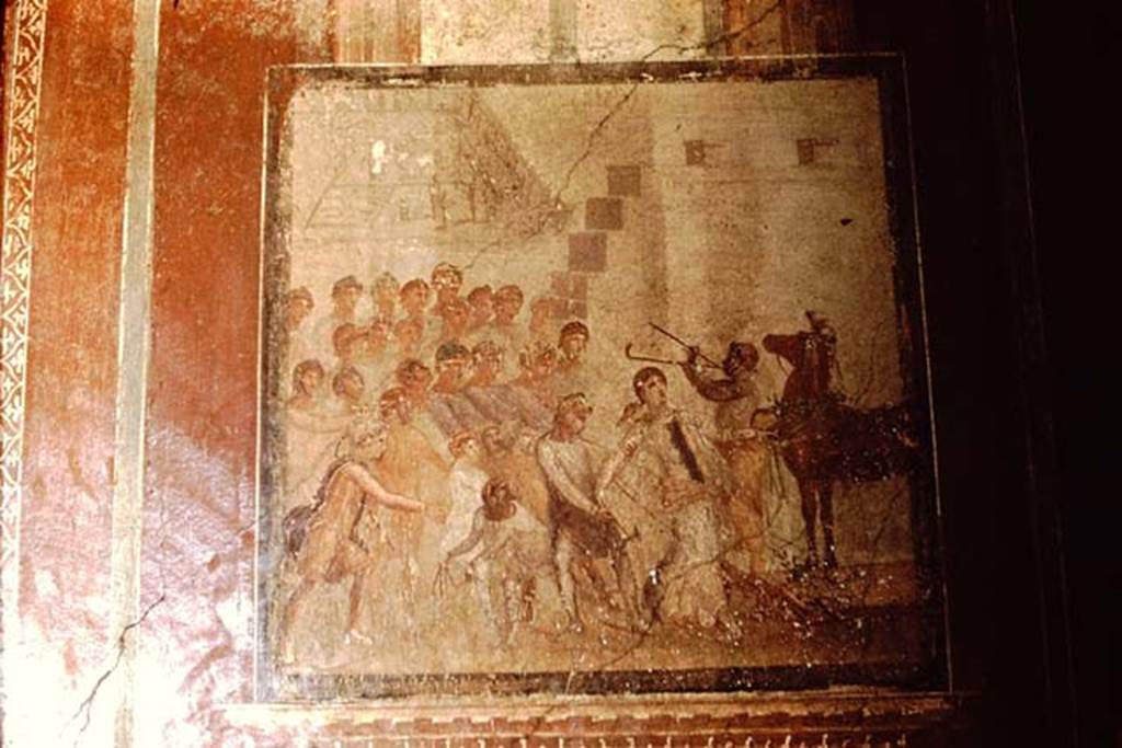 I.10.4 Pompeii. 1961. Room 4. Wall painting on east wall. Photo by Stanley A. Jashemski.
Source: The Wilhelmina and Stanley A. Jashemski archive in the University of Maryland Library, Special Collections (See collection page) and made available under the Creative Commons Attribution-Non Commercial License v.4. See Licence and use details.
J61f0395