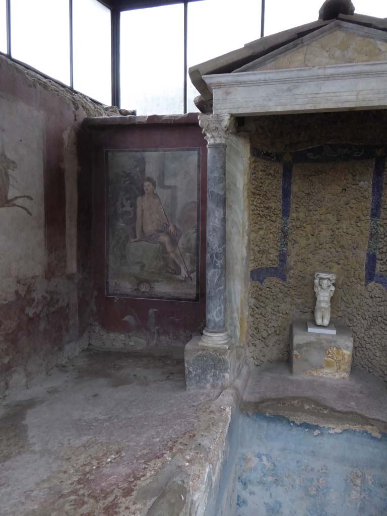 II.2.2 Pompeii. January 2017. 
Room “k”, painting of Narcissus on east wall in north-east corner oof summer dining room.
Foto Annette Haug, ERC Grant 681269 DÉCOR.
