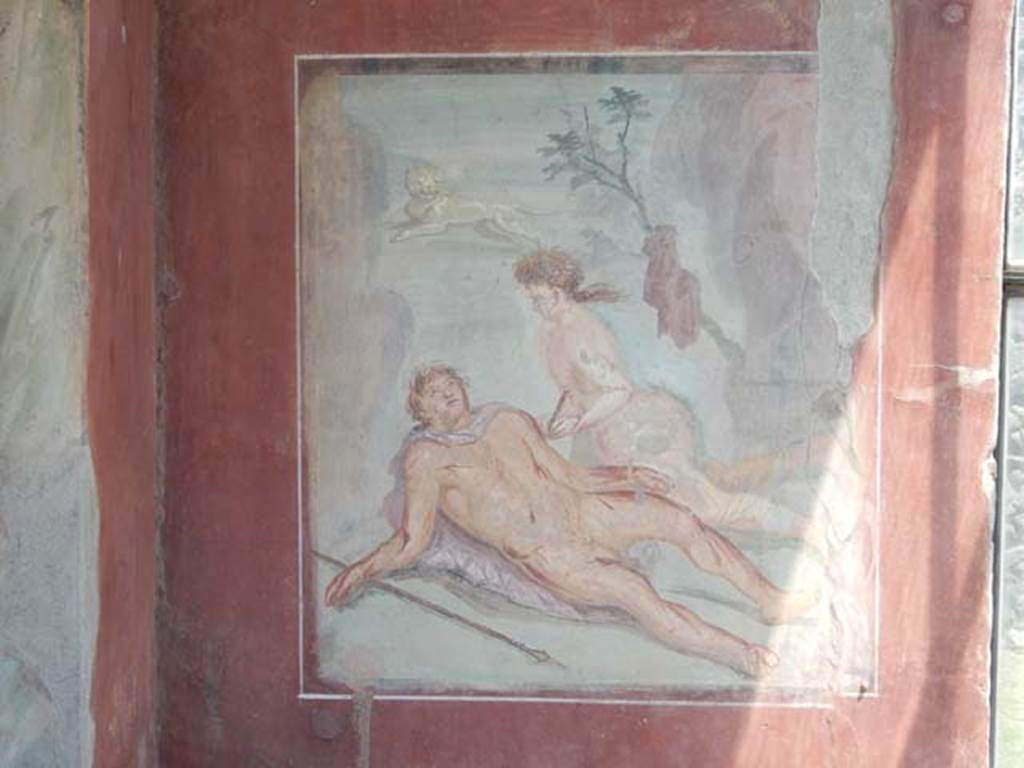 II.2.2 Pompeii. May 2016. Room “k”, painting of Pyramus and Thisbe, from east wall of summer dining room. Photo courtesy of Buzz Ferebee.
