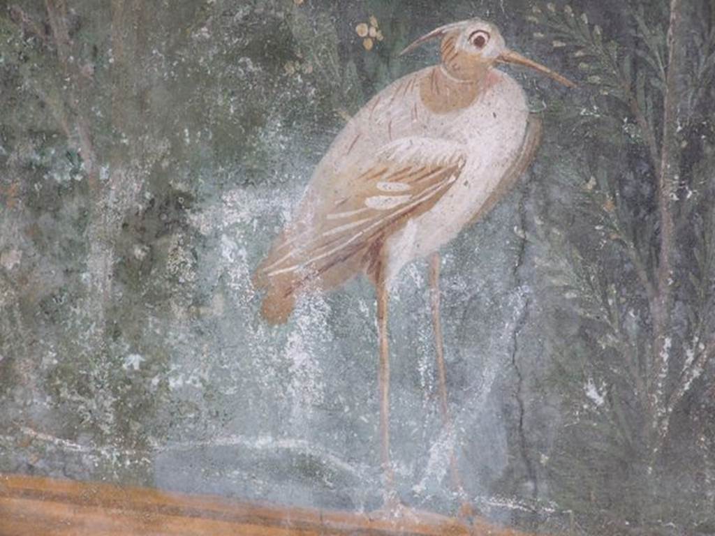 II.3.3 Pompeii. December 2006. Room 11, west panel of south wall of peristyle. Detail of wall painting of heron.