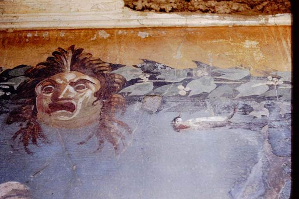 II.3.3. Pompeii. 1966. Mask from upper south wall of garden area. Photo by Stanley A. Jashemski.
Source: The Wilhelmina and Stanley A. Jashemski archive in the University of Maryland Library, Special Collections (See collection page) and made available under the Creative Commons Attribution-Non Commercial License v.4. See Licence and use details.
J66f0636