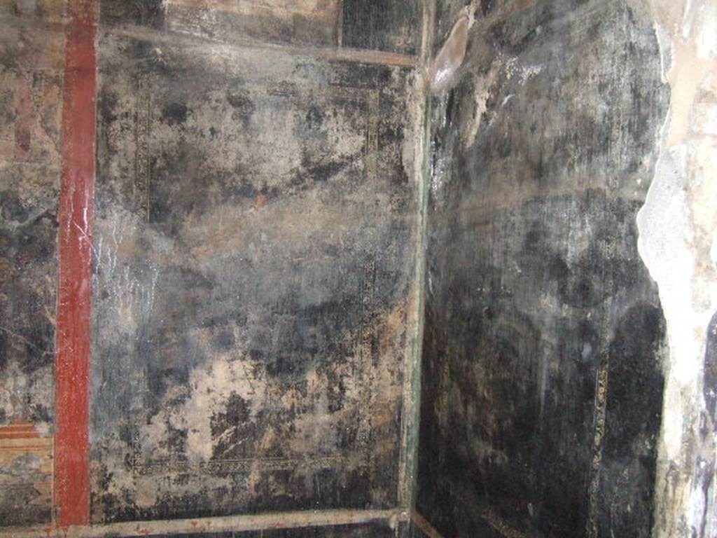 II.3.3 Pompeii. December 2005. Room 6, north and east walls of triclinium in north-east corner.