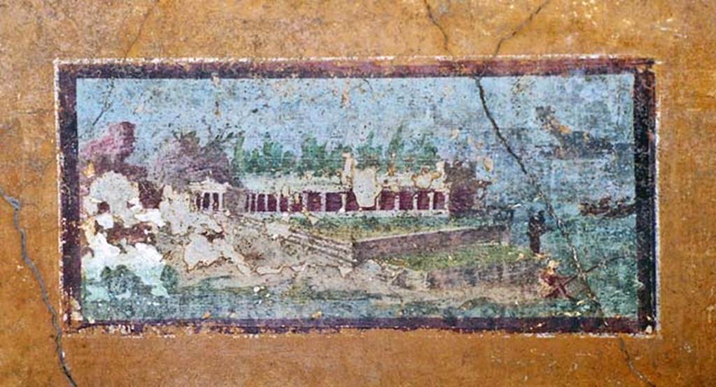 II.3.3 Pompeii. October 2001. Painted panel, architectural landscape, in north-east corner of room 11. Photo courtesy of Peter Woods.