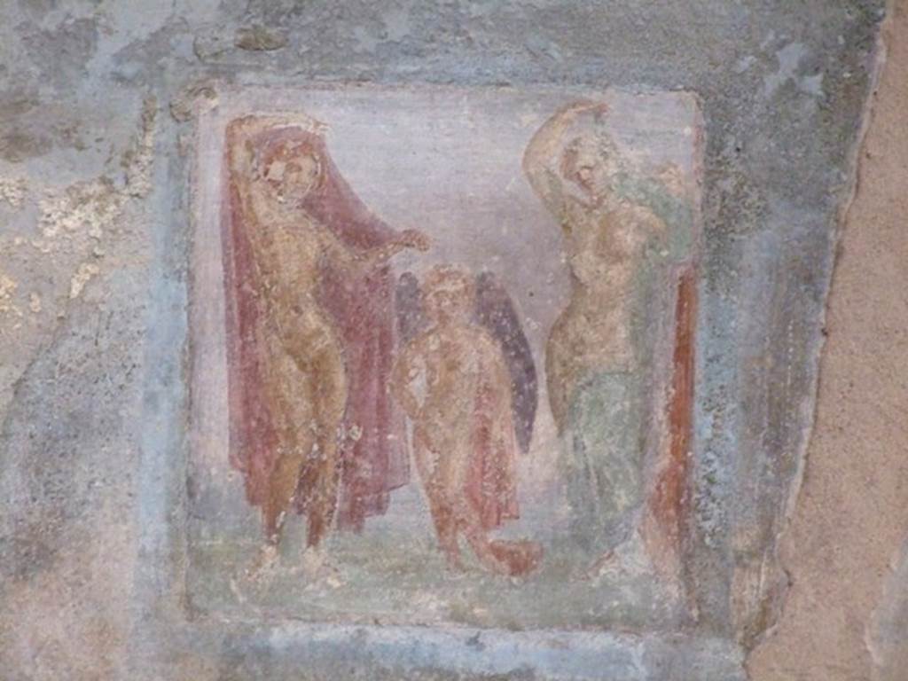 II.3.3 Pompeii. March 2009. Room 10, south wall with wall painting of Hermaphrodite and Salmacis.
See Bragantini, de Vos, Badoni, 1981. Pitture e Pavimenti di Pompei, Parte 1. Rome: ICCD. (p.225).