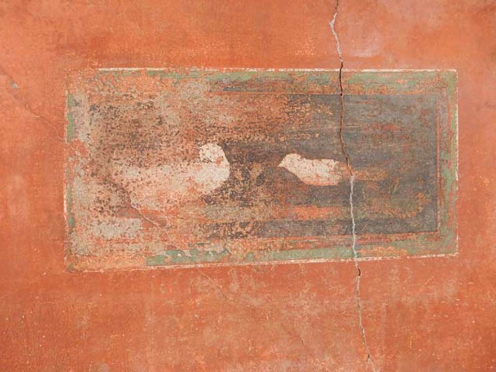 II.3.3 Pompeii. May 2016. Room 11, painted panel of birds from south end of west wall of north portico.
Photo courtesy of Buzz Ferebee.