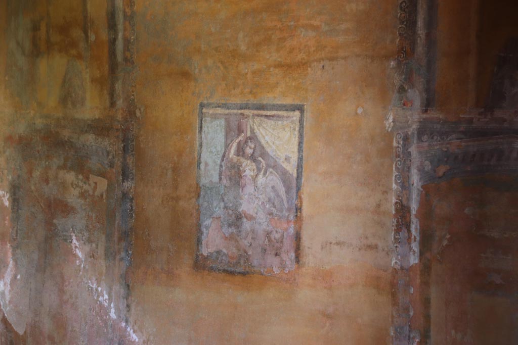 II.3.3 Pompeii. October 2023.
Room 12, north wall of cubiculum with central painting of Leda and the Swan. Photo courtesy of Klaus Heese.