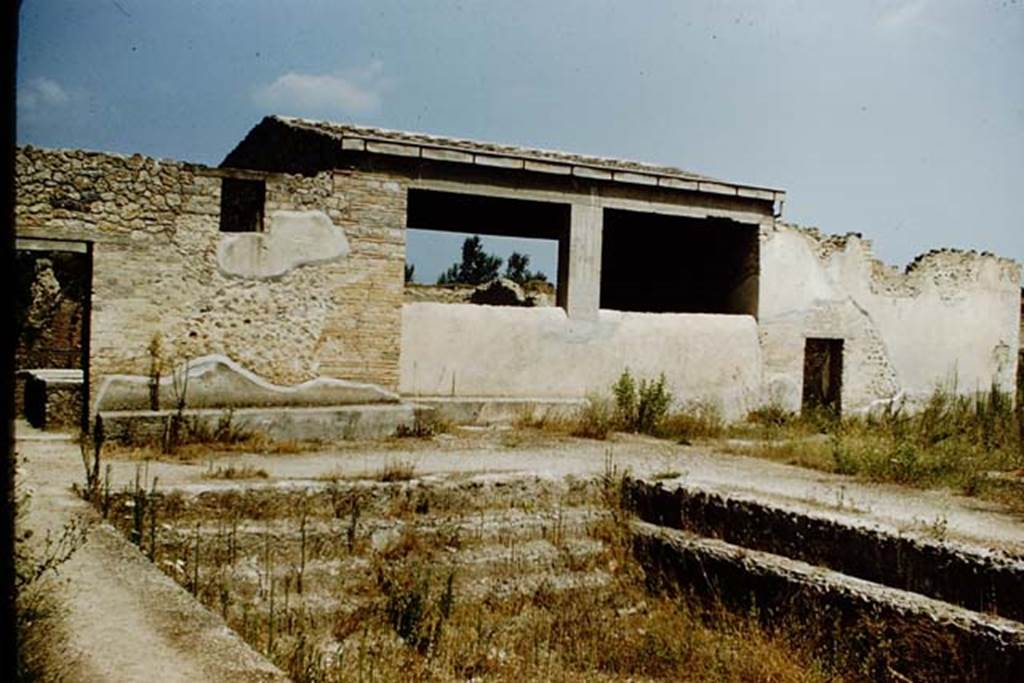 II.4.6 Pompeii. 1959. Looking towards the north end of the pool, with steps. Photo by Stanley A. Jashemski.
Source: The Wilhelmina and Stanley A. Jashemski archive in the University of Maryland Library, Special Collections (See collection page) and made available under the Creative Commons Attribution-Non Commercial License v.4. See Licence and use details.
J59f0149