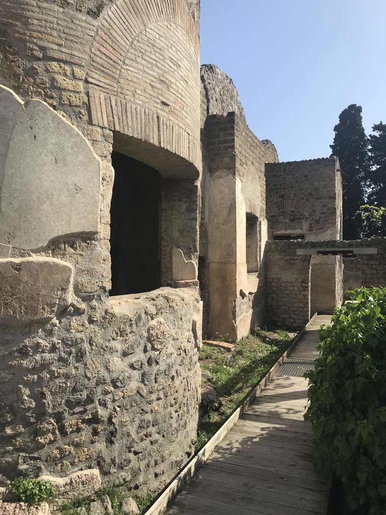 II.4.6 Pompeii. April 2019. Looking east across south side of baths’ area.
Photo courtesy of Rick Bauer.