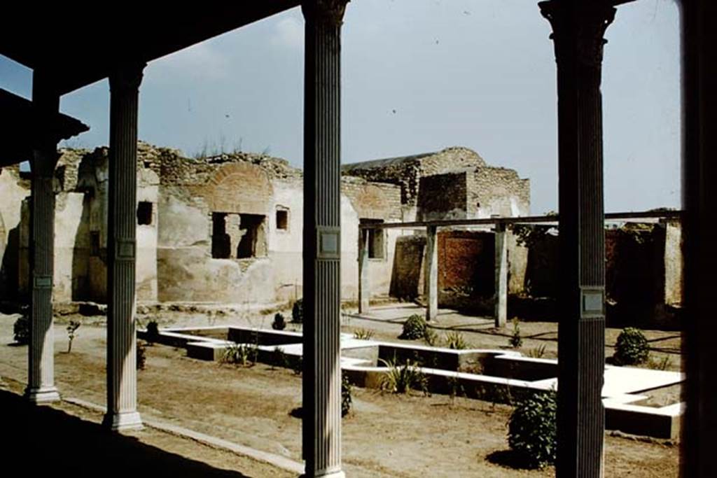 II.4.6 Pompeii. 1959. Looking north-east towards baths’ area, from west portico. Photo by Stanley A. Jashemski.
Source: The Wilhelmina and Stanley A. Jashemski archive in the University of Maryland Library, Special Collections (See collection page) and made available under the Creative Commons Attribution-Non Commercial License v.4. See Licence and use details.
J59f0148